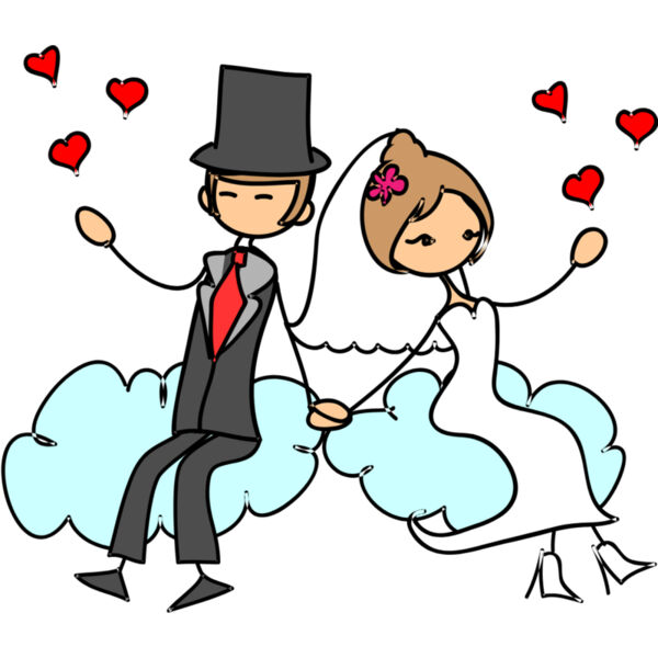 Cartoon Wedding Groom Bride Holding Hands 10 Thumbnail